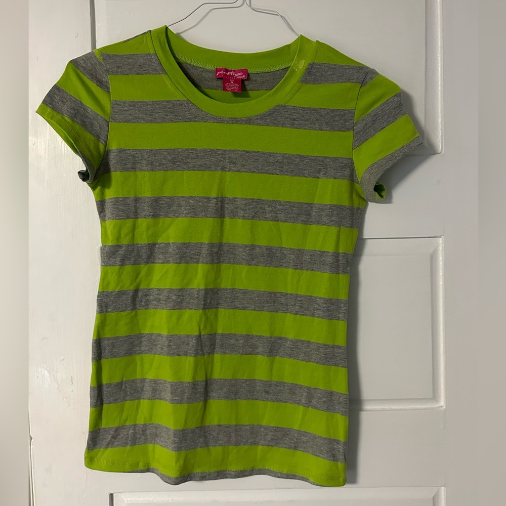Green and Gray Striped Kids Shirt